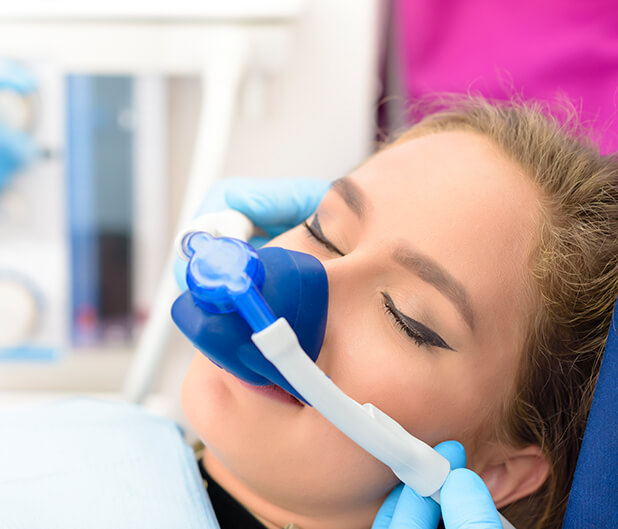 dental patient undergoing nitrous oxide sedation