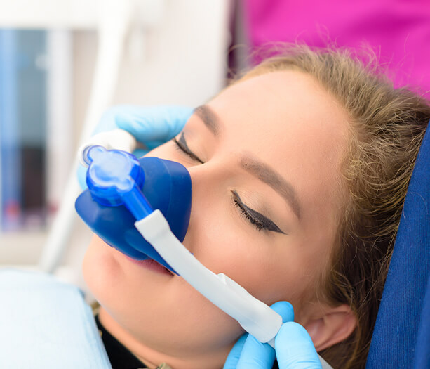 dental patient undergoing nitrous oxide sedation