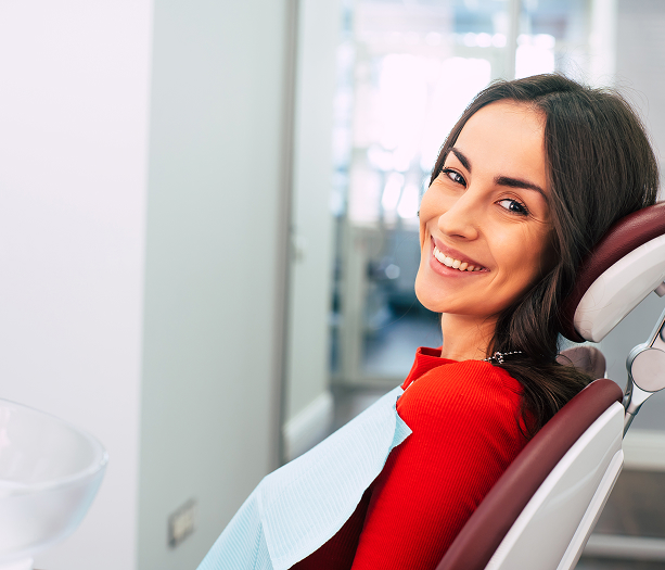 smiling woman at the dentist